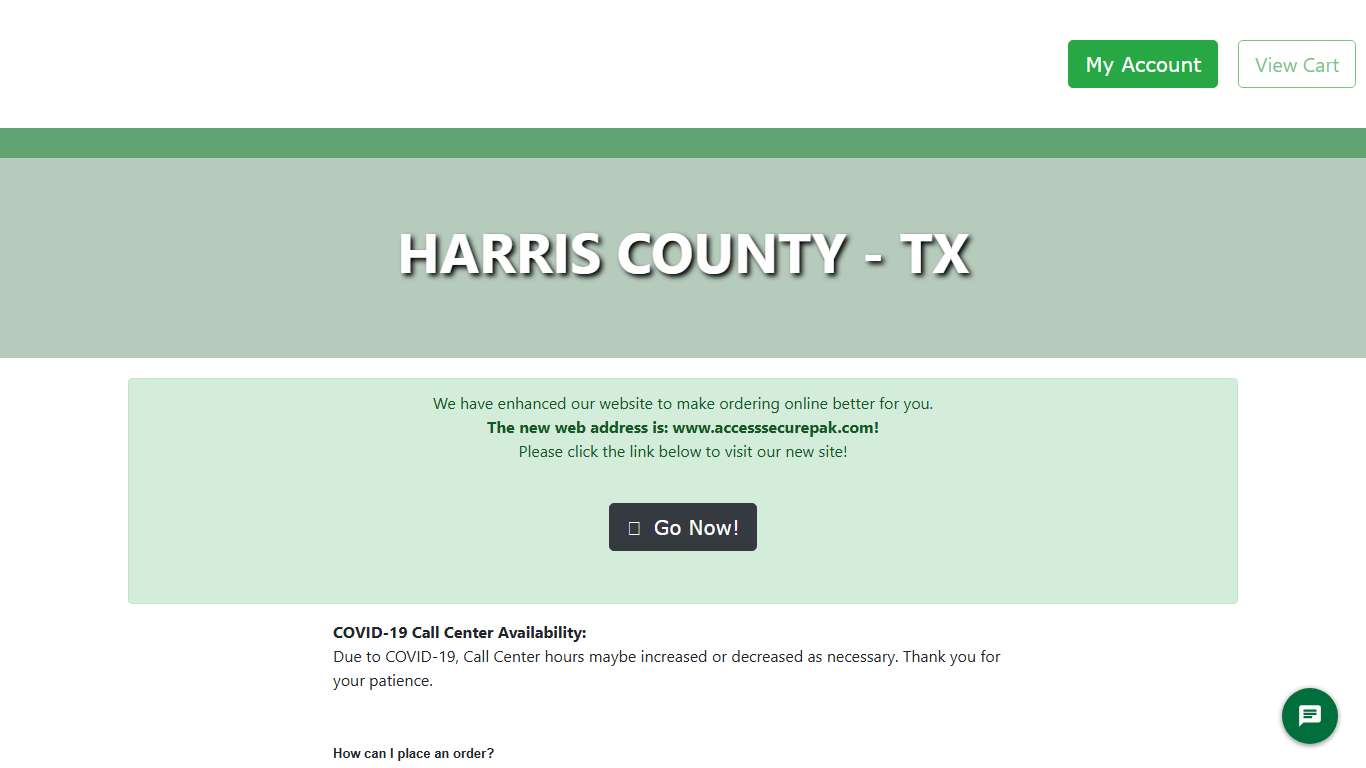 Access Securepak - Harris County Package Program - TX - FAQs