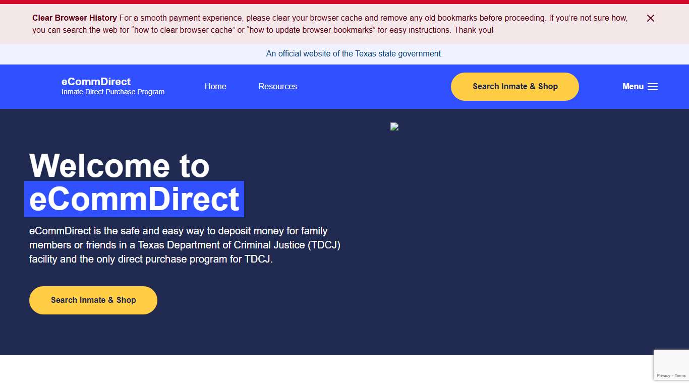 eCommDirect Homepage Inmate Direct Purchase Program
